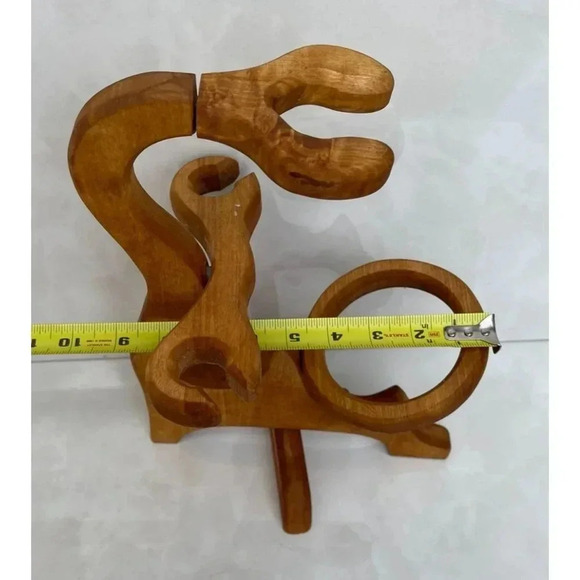 Handmade Folding Wood Wine Bottle Holder Rack Pourer Brown 13"x9" - Picture 9 of 9